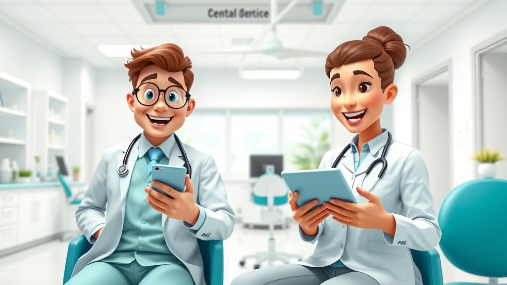 dental office team using team chat and instant messaging for daily communication in a dental office communication system