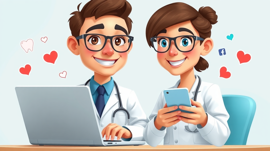 young dental professional managing social media, online reputation management