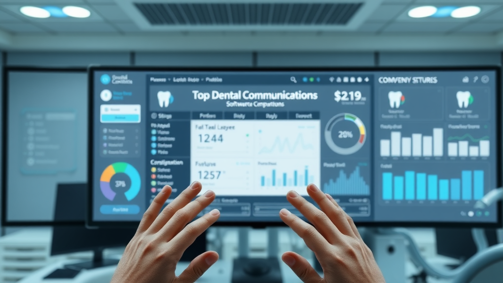 Digital dashboard comparing dental office communication software with clear interface, aiding dental practice workflow decisions