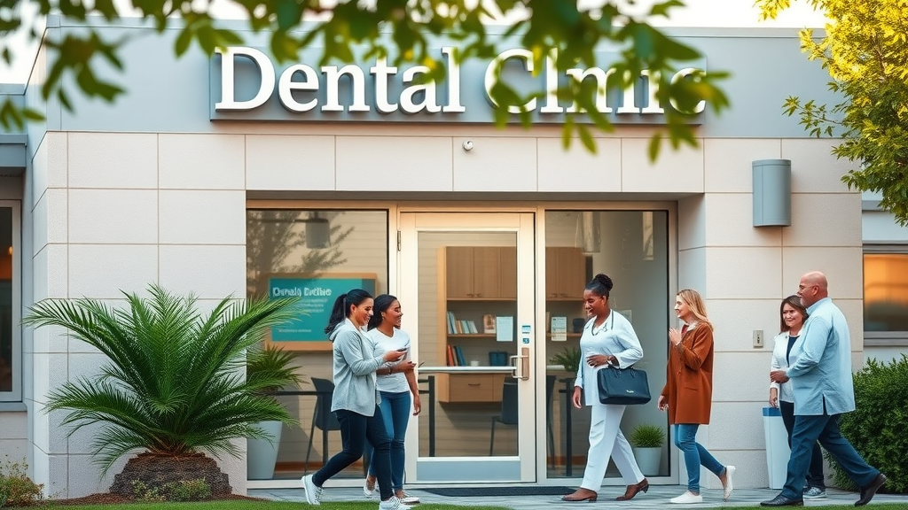 Dental referral marketing strategies professional dental clinic exterior welcoming patients modern practice signage