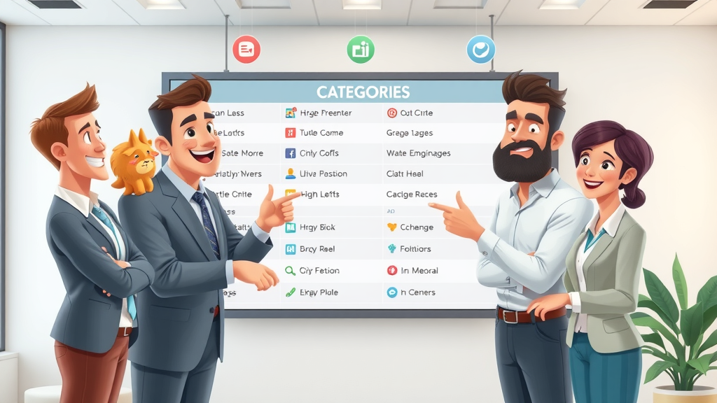 google business profile optimization - Organized list of digital service categories and collaborative business team
