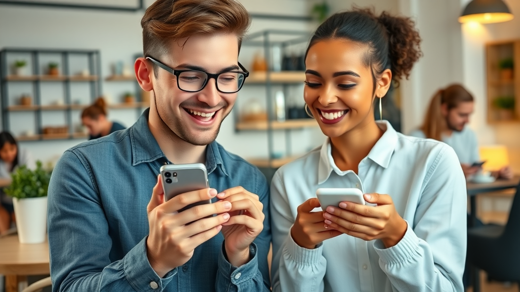 trendy young adults reviewing dental clinic on smartphone customer service dentistry
