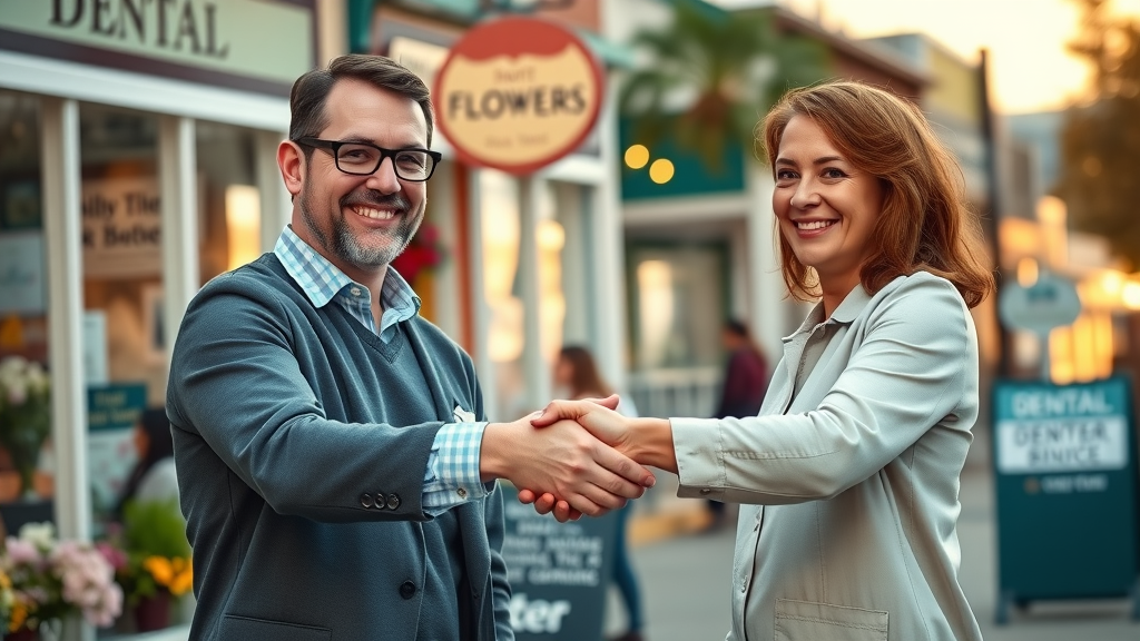 Dental referral marketing strategies partnership local business handshake dental practice
